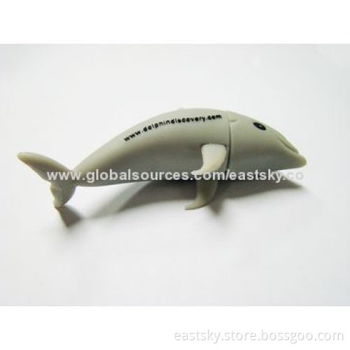 Custom Dolphin-shaped USB Drive, Made of Soft PVC Material, OEM Orders are WelcomeNew